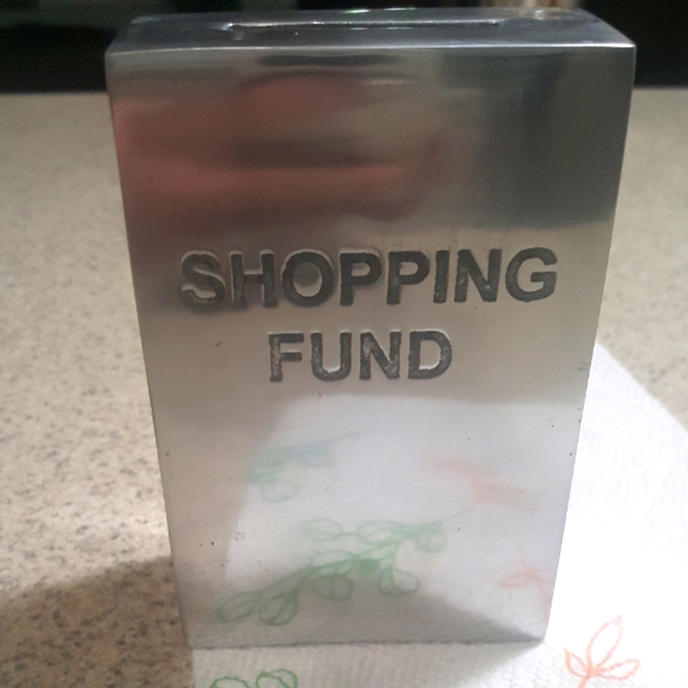 Cast Aluminim "Shopping Fund" money bank